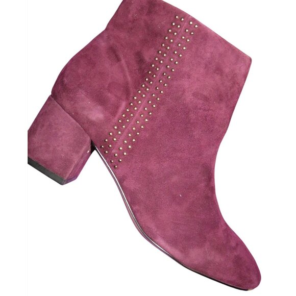 White House Black Market ZEEK cabernet burgundy microsuede block heel booties 9 - Picture 6 of 11